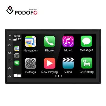 Podofo Android 10.1 Double Din 7-дюймовый автомобильный радиоприемник с Apple Carplay для Volkswagen Nissan Hyundai Kia Toyota с Bluetooth WIFI GPS FM вид сзади