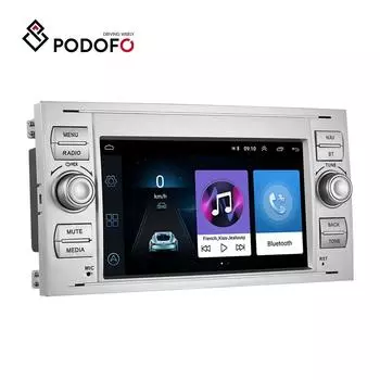 Podofo Android 9,0 двойной Din 7 дюймов автомагнитола для Ford Transit Fiesta Focus Galaxy Mondeo Fusion Kuga C-Max S-Max автомобильное радио MP5 мультимедийный плеер белый