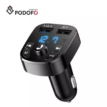 Podofo FM-передатчик Автомобильный MP3-плеер BT 5.0 Беспроводная громкая связь 2 USB Автомобильное зарядное устройство U-диск TF-карта