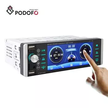 Podofo Single Din Универсальный 5,1-дюймовый автомобильный радиоприемник MP5-плеер Авторадио Голосовой помощник Сенсорный экран Bluetooth FM AUX USB SD Автомобильный видеорегистратор Видеоплеер