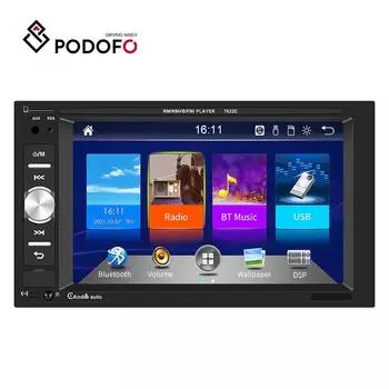 Podofo Универсальный автомобильный мультимедийный плеер 2 Din, стерео, 6,2 дюйма, сенсорный экран, автомобильный MP5-плеер, авто, Android, Carplay, задний вид, Bluetooth, TF, USB, FM without Rear Camera