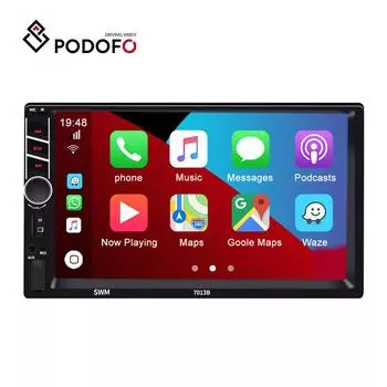 Podofo Универсальный двойной Din автомобильный стерео радио 7-дюймовый сенсорный экран Carplay Автомобильный мультимедийный MP5-плеер Bluetooth FM-радиоприемник TF/USB камера заднего вида