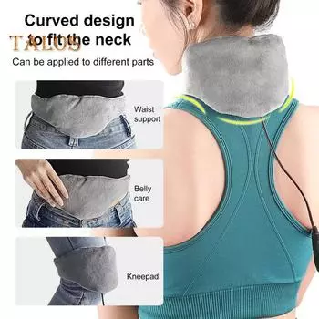 Подогреваемая грелка для шеи, разъем 5 В, 3 уровня, регулируемая болезненность, скованность, шейный спондилез, облегчение боли, электрическая согревающая повязка для шеи с температурой серый