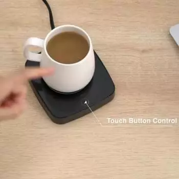 Подогреваемая кружка-подставка, универсальная водонепроницаемая стеклянная панель круглой формы, практичный поднос для подогрева молока для офиса EU синий