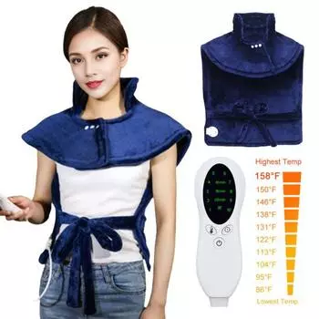 Подогреваемая шаль для шеи с функцией таймера, регулируемая температура, быстрый нагрев, безопасная в использовании электрическая шаль для шеи EU синий