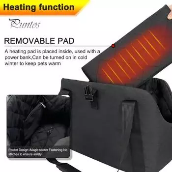 Подогреваемая сумка-переноска для домашних животных, 3 регулируемых настройки тепла, зимняя дорожная сумка для домашних животных с грелкой для маленьких и средних собак и кошек чёрный