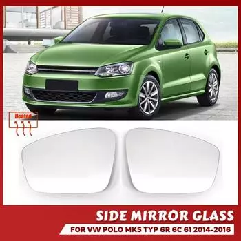 Подогреваемое боковое зеркало заднего вида для VW POLO Mk5 Typ 6R 6C 61 2010 2011 2012 2013 Левое и правое обогреваемое выпуклое зеркало заднего вида