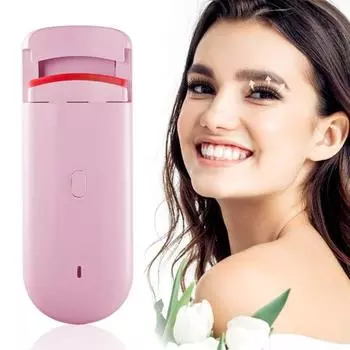 Подогреваемые щипцы для завивки ресниц Электрические щипцы для завивки ресниц со встроенным изогнутым гребнем из силикона розовый