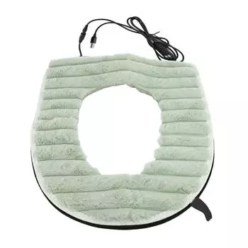 Подогреваемый чехол для сиденья унитаза с питанием от USB, подушка для сиденья с подогревом, моющаяся бархатная тканевая накладка для дома зелёный