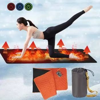 Подогреваемый коврик для сна с USB-подогревом, 5 зон нагрева, регулируемая температура, быстрый нагрев, портативный, для зимней и холодной погоды, для путешествий и кемпинга чёрный