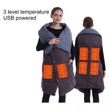 Подогреваемый коврик, серый, электрический, питание от USB, 6 зон нагрева, 3 уровня температуры, моющееся одеяло с подогревом для лечения судорог в спине и шее