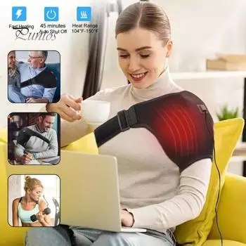 Подогреваемый плечевой бандаж с USB-разъемом, 3 температурных режима, регулируемый, для мужчин и женщин, болезненность, скованность, облегчение боли в плечах, электрический подогрев плечевого бандажа чёрный