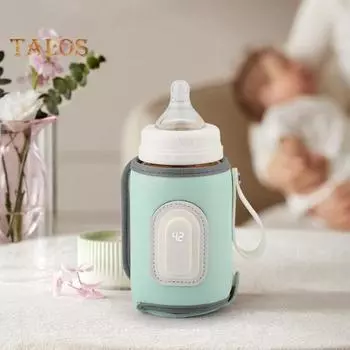 Подогреватель детских бутылочек Перезаряжаемый Портативный Тип C Регулируемая температура зарядки со светодиодным дисплеем Отлично удерживает тепло Чехол для детской бутылочки с молоком на ходу розовый