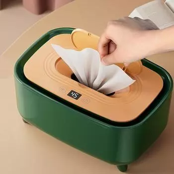 Подогреватель детских салфеток с регулируемой температурой, цифровым дисплеем, большой емкостью, для путешествий, для дома и путешествий, USB, подогреватель влажных салфеток для младенцев USB зелёный