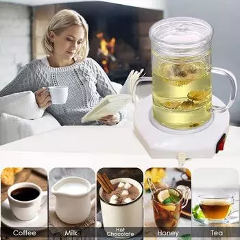 Подогреватель для кофейных кружек, переносной, уникальный, белый, электронная кружка, электрическая подставка для подогрева, подставка для подогрева молока K6K7 White-1set