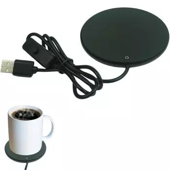 Подогреватель для кофейных кружек USB Электрический подогреватель для чашек с молоком и чаем с выключателем чёрный