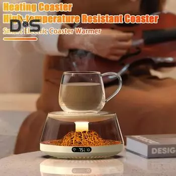 Подогреватель для кружек с подогревом, 4 температурными режимами, цифровым дисплеем, автоматическим отключением, умный электрический подогреватель для напитков белый