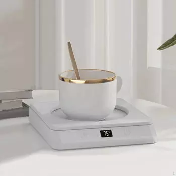 Подогреватель кружек для кофе, напитков, чая, воды, молока, противоскользящий коврик с функцией интеллектуального таймера, термостат белый