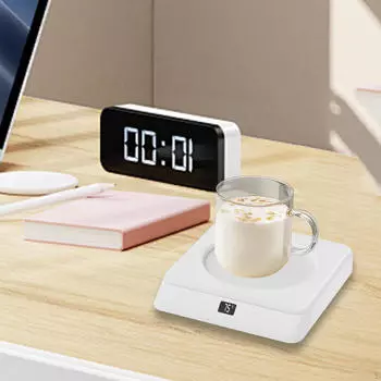 Подогреватель кружек для кофе, нескользящая пластина для чашек из нержавеющей стали, белый цвет белый