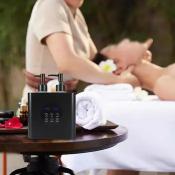 Подогреватель массажного масла с двумя бутылками, светодиодный экран, сенсорный дисплей, черный чёрный