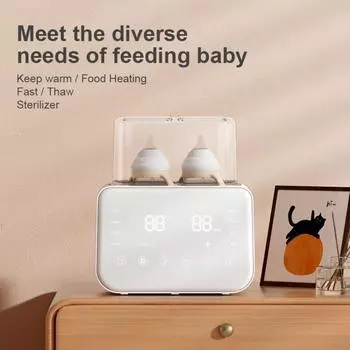Подогреватель молока для двух бутылочек Интеллектуальный подогреватель молока Автоматический подогреватель молока Подогреватель грудного молока с функцией размораживания Xinde white серебряный серый