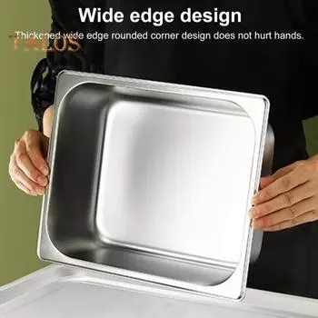 Подогреватель пищи из нержавеющей стали, большой емкости 6,7 л, подогреваемый контейнер с крышкой для шведского стола, прямоугольный поддон для подогрева пищи серебряный