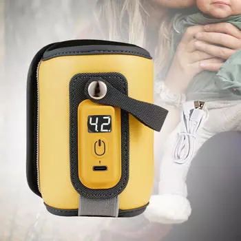 Подогреватель с цифровым дисплеем и контролем температуры, бутылка для молока для прогулок жёлтый