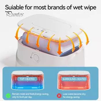 Подогреватель салфеток для младенцев с ночником, 3 уровня регулировки температуры, герметичный диспенсер для салфеток большой емкости белый