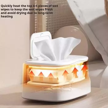 Подогреватель салфеток с верхним подогревом из нержавеющей стали, 3 регулируемых уровня, световой индикатор, постоянная температура, диспенсер для детских влажных салфеток для больших отделений для салфеток белый