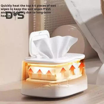 Подогреватель салфеток с верхним подогревом из нержавеющей стали, 3 регулируемых уровня, световой индикатор, постоянная температура, диспенсер для детских влажных салфеток для больших отделений для салфеток белый