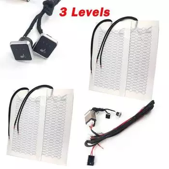 Подогреватель сиденья автомобиля 12 В из углеродного волокна/сплава, грелки, 3 уровня, двойной квадратный переключатель управления с жгутом проводов, зимний чехол для обогревателя