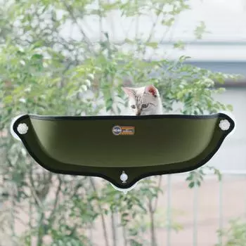 Подоконник для кошек с присоской оливкового цвета, для кошек, которые любят быть надежно закрепленными на окне с помощью присоски винтового типа оливкового цвета для кошек