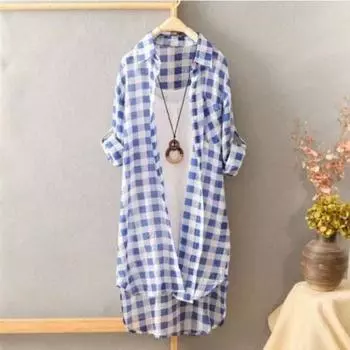 Подол большого размера, клетчатая рубашка с тонким принтом, три рубашки с рукавами в четверть, нерегулярные солнцезащитные лацканы, свободные однобортные корейские модели L розовый