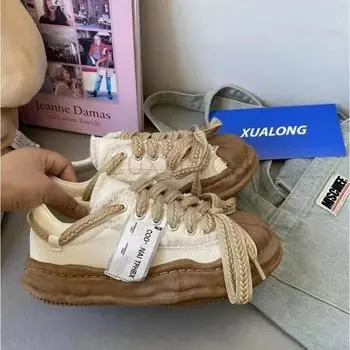 Подошва Canvas Dissolved Sole Модная и трендовая уличная фотография Нишевая и универсальная обувь для скейтбординга Удобная и повседневная обувь 37 чёрный