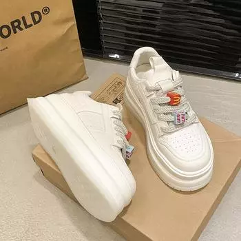 Подошва из искусственной кожи с присоской, белые туфли женские, весна 2025, новые туфли на платформе для спорта, кроссовки, повседневная женская обувь, универсальная обувь для детей 35 белый