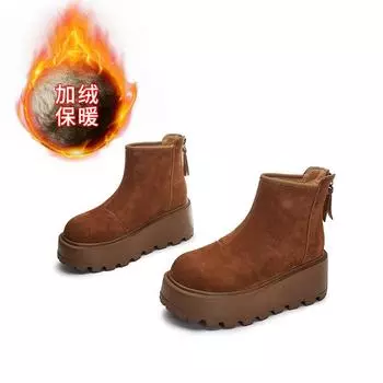 Подошва из пены, теплые зимние сапоги 2025, зимние новинки, женские ботинки на толстой подошве с увеличением высоты, повседневные ботинки Мартин, универсальные женские ботинки 35