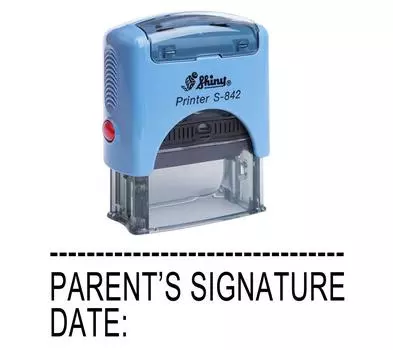 ПОДПИСЬ РОДИТЕЛЯ ДАТА Самоклеящаяся резиновая печать Офисная канцелярская блестящая Impression Area 14 mm x 38 mm чёрный