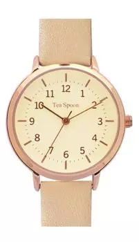 [Подписаться] Часы Tea Spoon Матовый цветной циферблат Потозащитный ремень H01020S-1 BE Женский бежевый