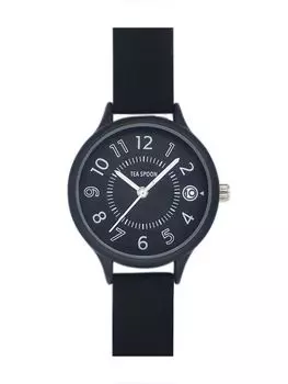 [Подписаться] Часы TEA SPOON резиновые часы с датой N03523S-1 BK женские черные