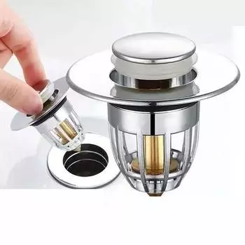 Подпрыгивающий сливной пружинный сердечник, раковина, протекающая пробка, сливной пресс для умывальника, аксессуары для корзины с медным пружинным сердечником 1 piece/pack