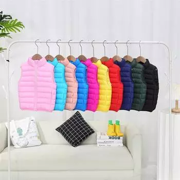 Подростки Мальчики Девочки Теплый пуховый жилет Осень Зима Хлопковый жилет Детская верхняя одежда Детская одежда Куртка с капюшоном Жилеты 110cm темно-синий