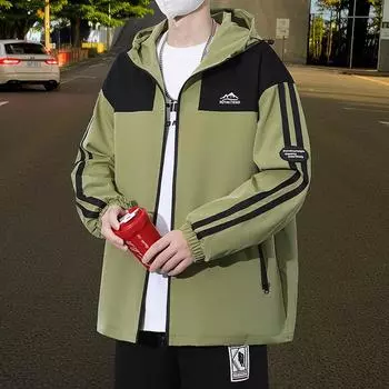 Подростковая куртка весна/осень для мальчиков, спортивная куртка с капюшоном, красивый студенческий топ M чёрный