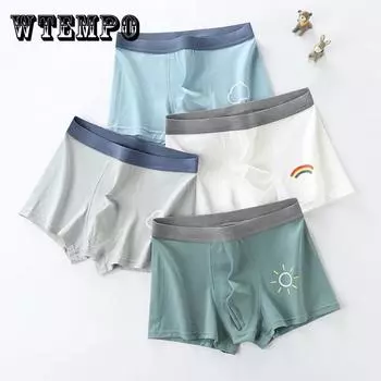 Подростковое нижнее белье для мужчин периода развития, хлопковые хлопковые боксеры для учащихся младших классов средней школы, От 13 до 16 лет, штаны-боксеры для больших мальчиков M разноцветный