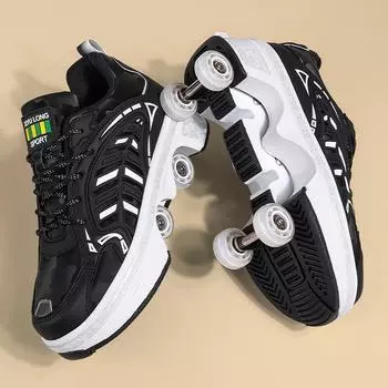 Подростковые Колеса Обувь Мальчики Невидимые Четыре Колеса Автоматически Усаживающиеся Взрывающиеся Ботинки Девочки Роликовые Коньки 33
