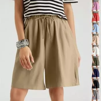 Подростковые шорты из мягкого хлопкового льна с карманами, мягкие застежки на пуговицы, без молнии, облегающие шорты L армия зеленый