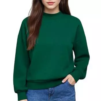 Подростковые топы однотонные милые модные молодежные с длинным рукавом оверсайз толстовки подростковые топы зимняя одежда в стиле преппи L зелёный