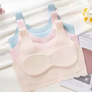 Подростковый бюстгальтер с латексной подкладкой/тренировочный бюстгальтер без швов без следов детский бюстгальтер L синий