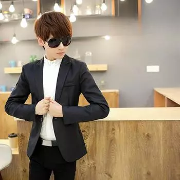 Подростковый мужской повседневный британский маленький блейзер мужской приталенный костюм с длинным рукавом M фиолетовый