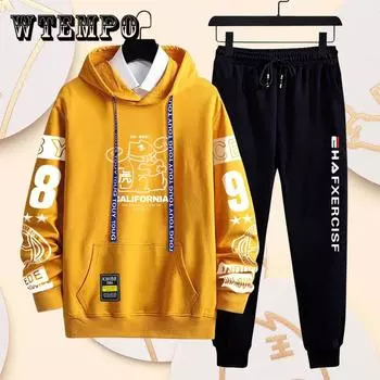 Подростковый свитер с принтом Fortune Tiger, весенний спортивный костюм для кампуса, пуловер с капюшоном, повседневная свободная одежда для мужчин XXXXL синий