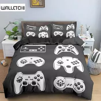Подростковый видеоигровой стеганый пододеяльник King Gamepad Controller Комплект постельного белья для детей Мальчики Девочки Молодежный игровой комплект постельного белья из полиэстера EU single(135x200cm)